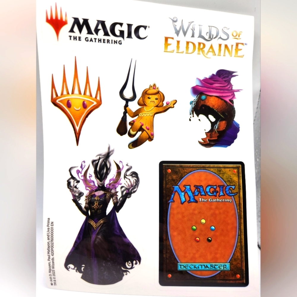 Magic the Gathering MTG sticker pages. 5 sheets.
